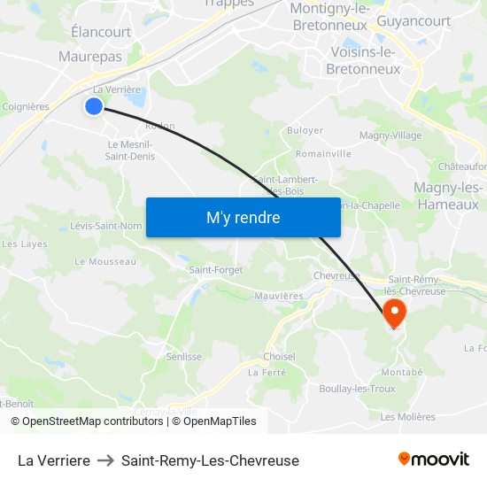 La Verriere to Saint-Remy-Les-Chevreuse map