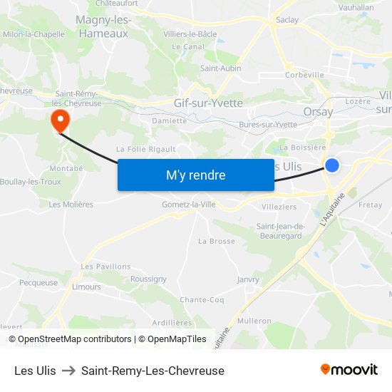 Les Ulis to Saint-Remy-Les-Chevreuse map