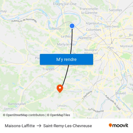 Maisons-Laffitte to Saint-Remy-Les-Chevreuse map