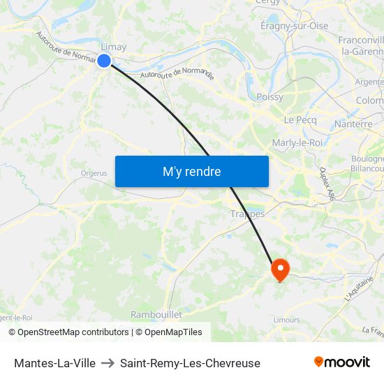 Mantes-La-Ville to Saint-Remy-Les-Chevreuse map