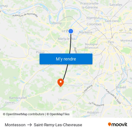 Montesson to Saint-Remy-Les-Chevreuse map