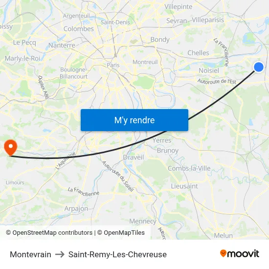 Montevrain to Saint-Remy-Les-Chevreuse map