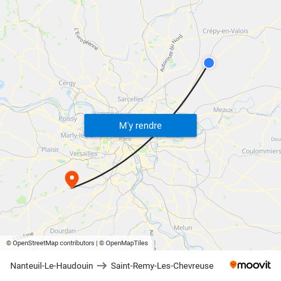 Nanteuil-Le-Haudouin to Saint-Remy-Les-Chevreuse map