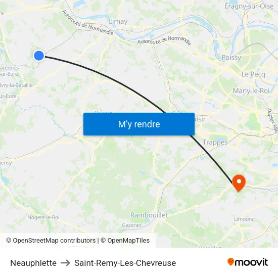 Neauphlette to Saint-Remy-Les-Chevreuse map