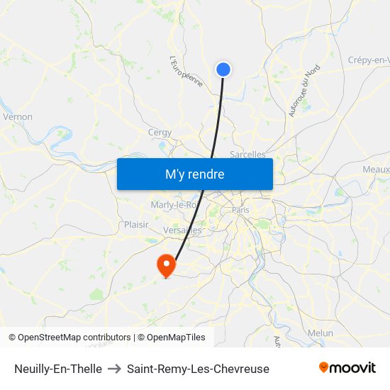 Neuilly-En-Thelle to Saint-Remy-Les-Chevreuse map