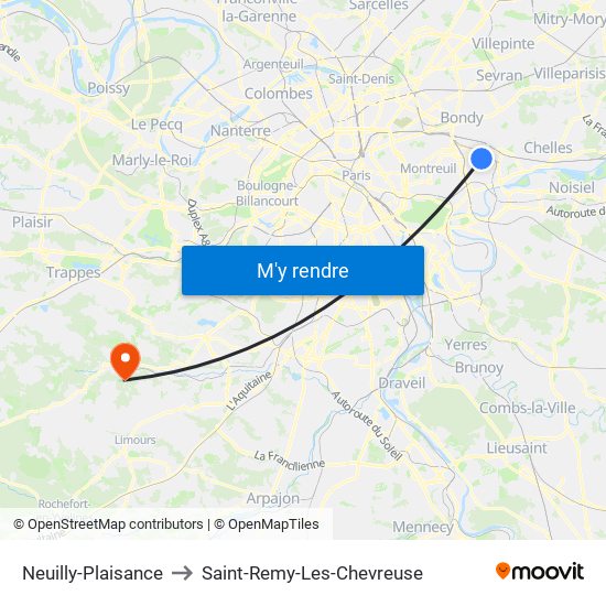 Neuilly-Plaisance to Saint-Remy-Les-Chevreuse map