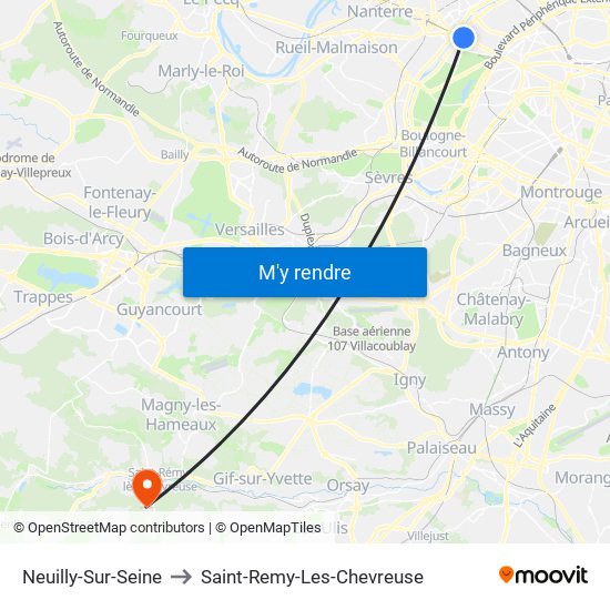 Neuilly-Sur-Seine to Saint-Remy-Les-Chevreuse map
