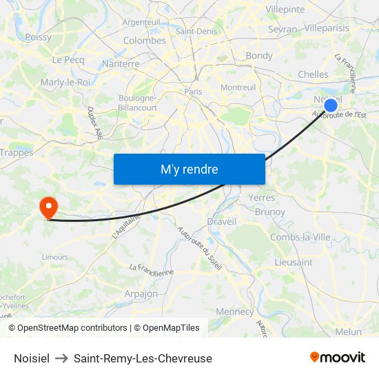 Noisiel to Saint-Remy-Les-Chevreuse map