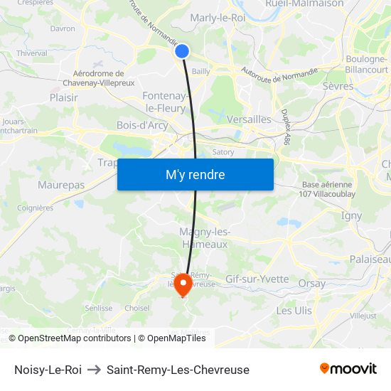 Noisy-Le-Roi to Saint-Remy-Les-Chevreuse map