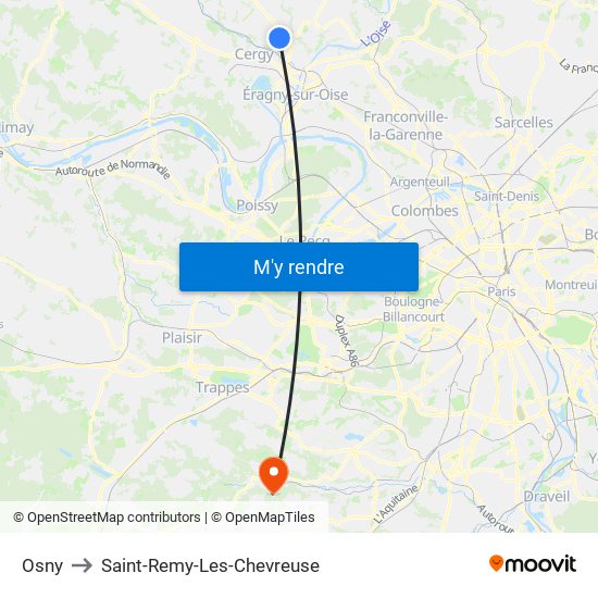 Osny to Saint-Remy-Les-Chevreuse map