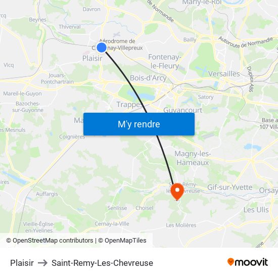 Plaisir to Saint-Remy-Les-Chevreuse map