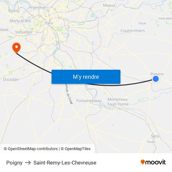 Poigny to Saint-Remy-Les-Chevreuse map