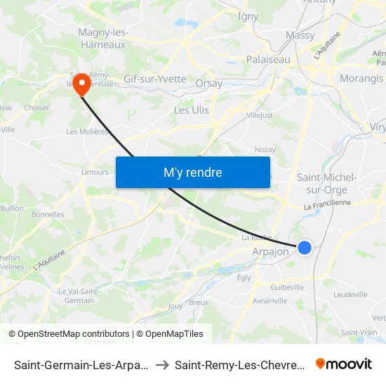 Saint-Germain-Les-Arpajon to Saint-Remy-Les-Chevreuse map