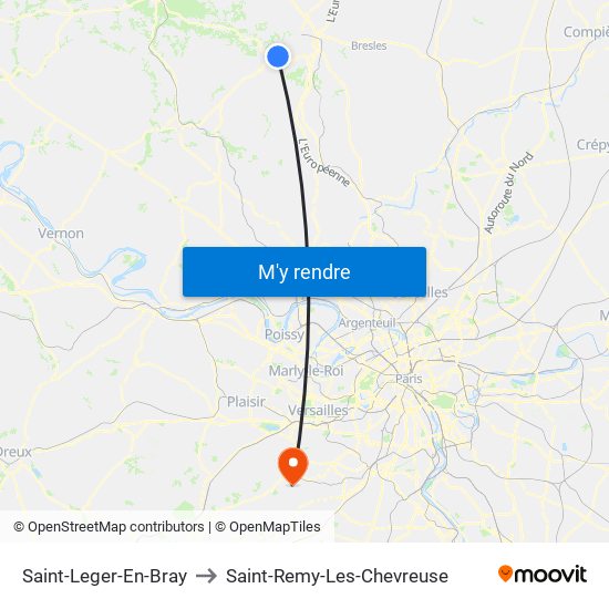 Saint-Leger-En-Bray to Saint-Remy-Les-Chevreuse map