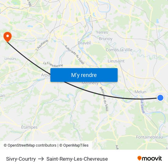 Sivry-Courtry to Saint-Remy-Les-Chevreuse map