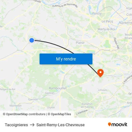 Tacoignieres to Saint-Remy-Les-Chevreuse map