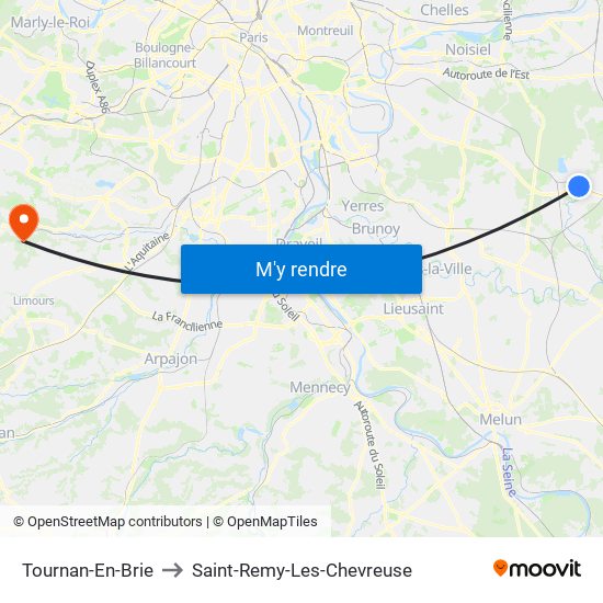 Tournan-En-Brie to Saint-Remy-Les-Chevreuse map