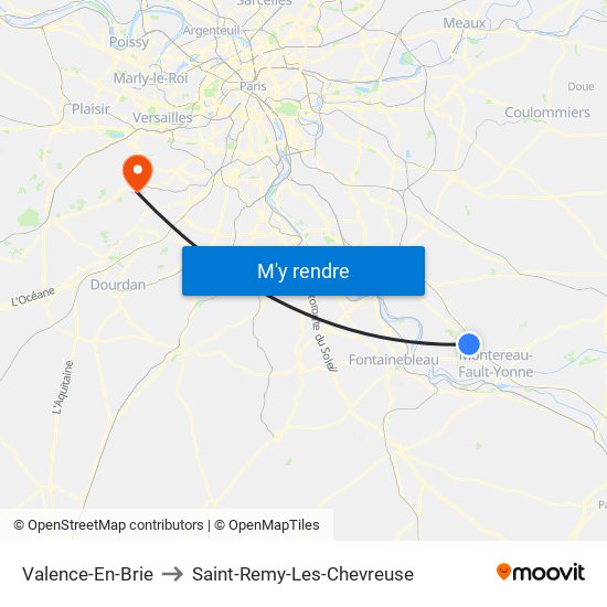 Valence-En-Brie to Saint-Remy-Les-Chevreuse map