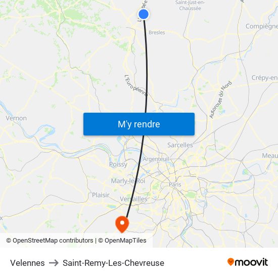 Velennes to Saint-Remy-Les-Chevreuse map