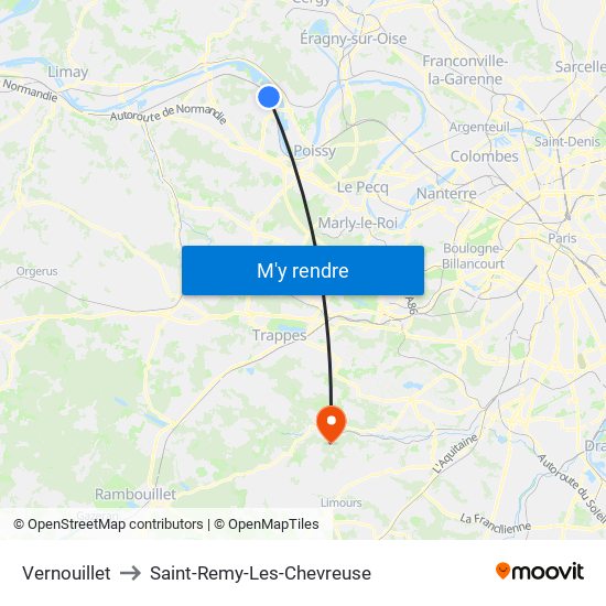 Vernouillet to Saint-Remy-Les-Chevreuse map