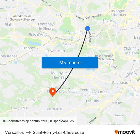 Versailles to Saint-Remy-Les-Chevreuse map