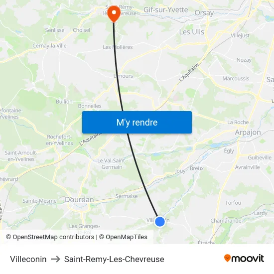 Villeconin to Saint-Remy-Les-Chevreuse map