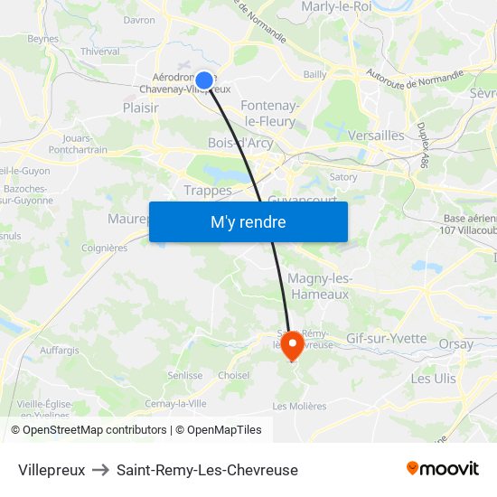 Villepreux to Saint-Remy-Les-Chevreuse map