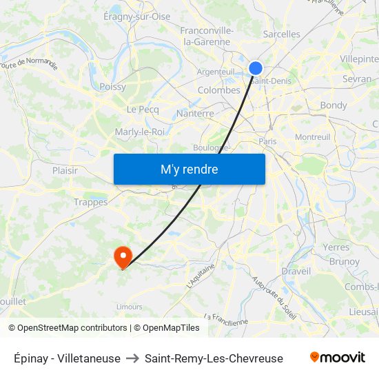 Épinay - Villetaneuse to Saint-Remy-Les-Chevreuse map