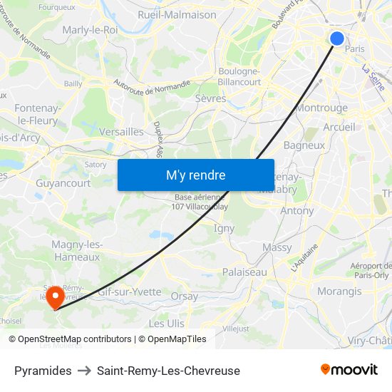 Pyramides to Saint-Remy-Les-Chevreuse map