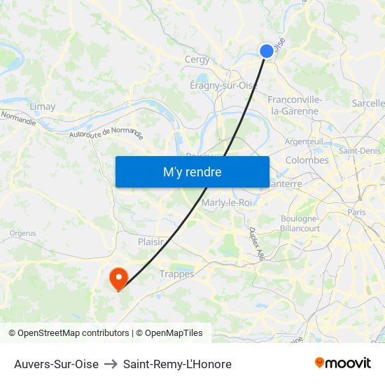 Auvers-Sur-Oise to Saint-Remy-L'Honore map