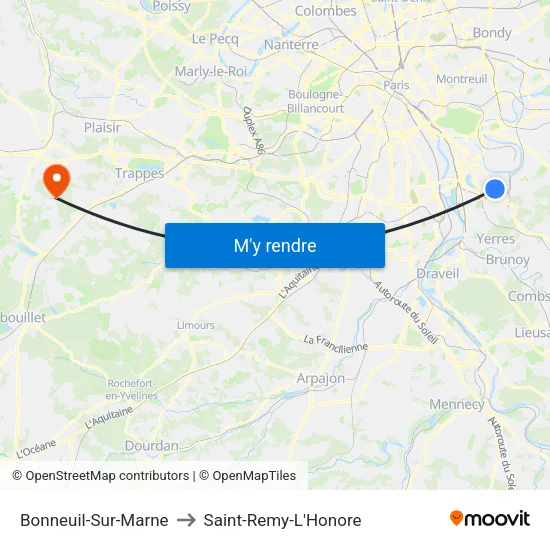 Bonneuil-Sur-Marne to Saint-Remy-L'Honore map
