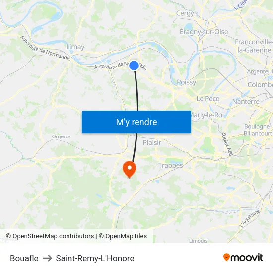 Bouafle to Saint-Remy-L'Honore map