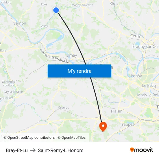 Bray-Et-Lu to Saint-Remy-L'Honore map