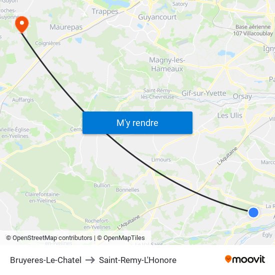 Bruyeres-Le-Chatel to Saint-Remy-L'Honore map