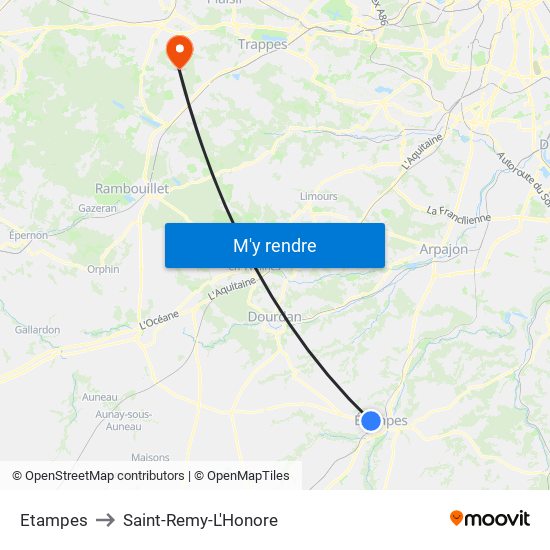 Etampes to Saint-Remy-L'Honore map