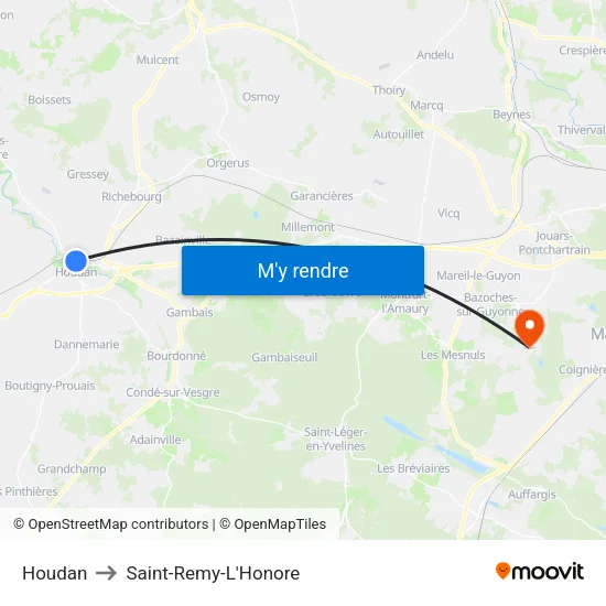Houdan to Saint-Remy-L'Honore map