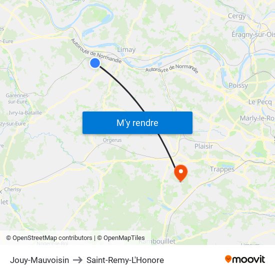 Jouy-Mauvoisin to Saint-Remy-L'Honore map