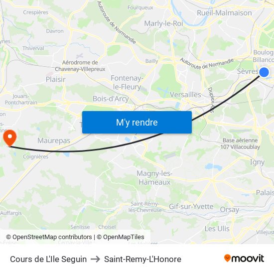 Cours de L'Ile Seguin to Saint-Remy-L'Honore map