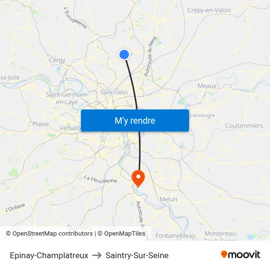 Epinay-Champlatreux to Saintry-Sur-Seine map