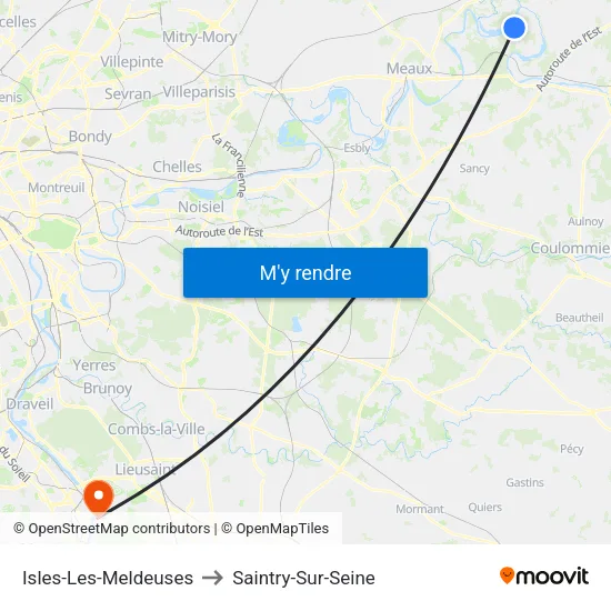 Isles-Les-Meldeuses to Saintry-Sur-Seine map