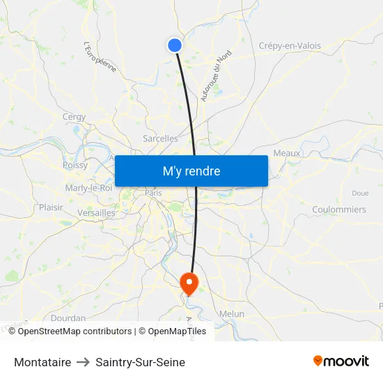 Montataire to Saintry-Sur-Seine map