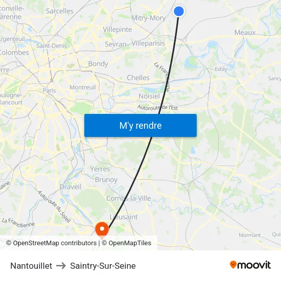 Nantouillet to Saintry-Sur-Seine map