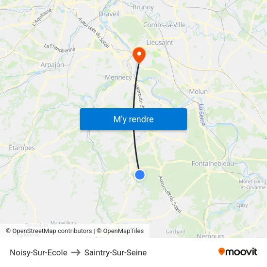 Noisy-Sur-Ecole to Saintry-Sur-Seine map