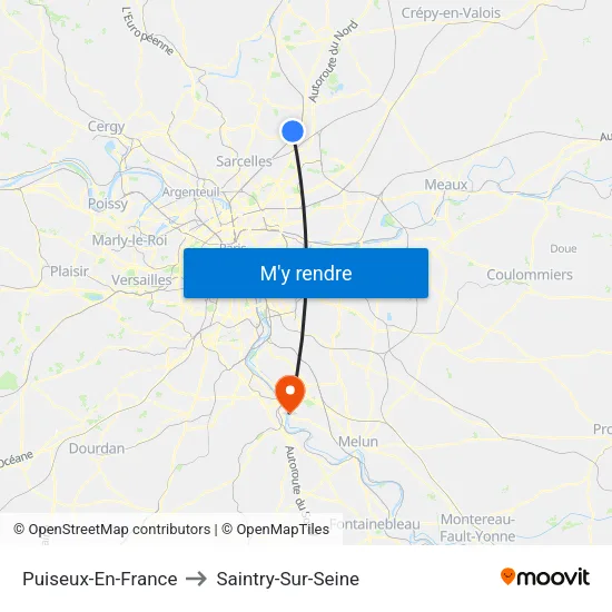 Puiseux-En-France to Saintry-Sur-Seine map