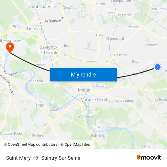Saint-Mery to Saintry-Sur-Seine map