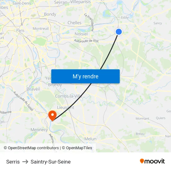 Serris to Saintry-Sur-Seine map