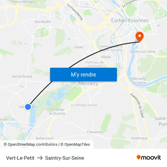Vert-Le-Petit to Saintry-Sur-Seine map