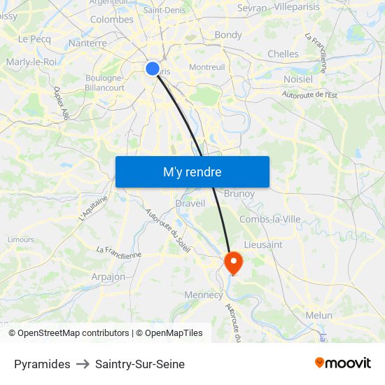 Pyramides to Saintry-Sur-Seine map