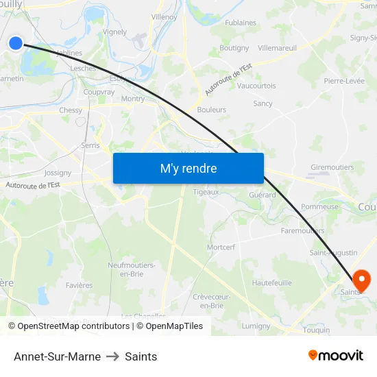 Annet-Sur-Marne to Saints map