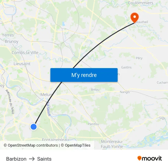 Barbizon to Saints map